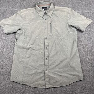Marmot Shirt Mens Large Gray Short Sleeve Button Zip Pocket Hiking Camping Climb